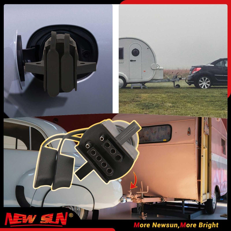 NEW SUN Trailer Connector Adapter 7 Pin to 4 Pin and 5 Pin, 2-in-1 Design Trailer Light Adapter, Durable Trailer Plug Adapter 7 Way to 4 Way, 7 to 4 & 7 to 5 Adapter Plug for RV Owners - Image 2